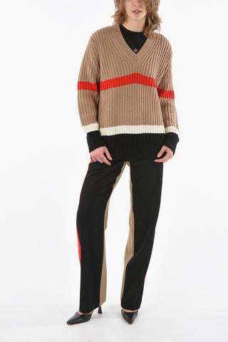 Maglia Collo a V SALMA in Misto Cashmere con Motivo a Righe