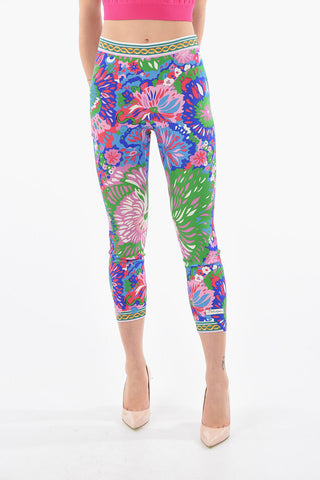 Multicolor Graphic Print Low-rise Cropped Silk Leggings
