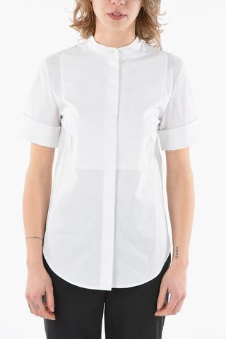 Camicia a Manica Corta con Collo Coreano