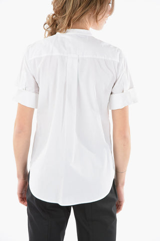 Camicia a Manica Corta con Collo Coreano