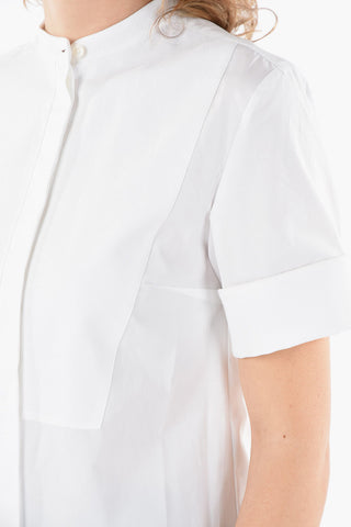 Camicia a Manica Corta con Collo Coreano