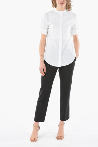 Camicia a Manica Corta con Collo Coreano