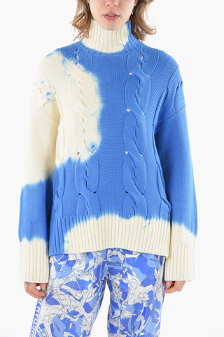 Turtleneck Tie Dye Aran Cotton Pullover