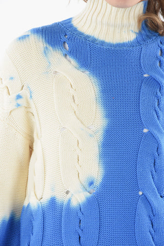 Turtleneck Tie Dye Aran Cotton Pullover