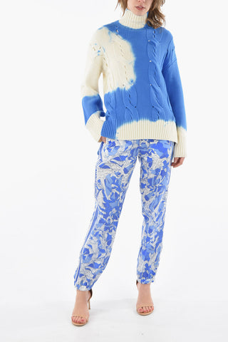 Turtleneck Tie Dye Aran Cotton Pullover