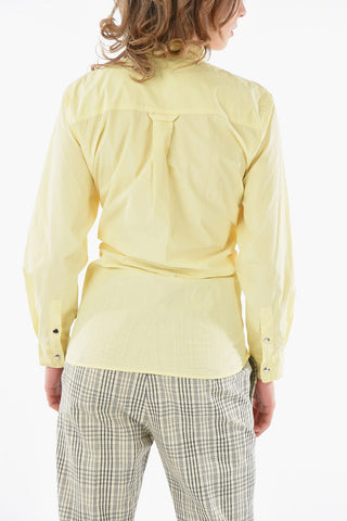 Camicia in Popeline di Cotone con Arricciatura a Bottoni