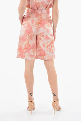 Shorts a Vita Alta a Una Pince in Taffeta di Seta