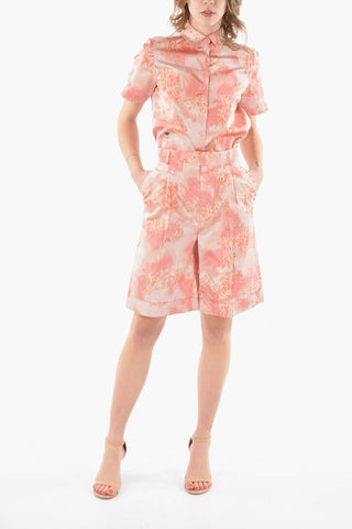 Shorts a Vita Alta a Una Pince in Taffeta di Seta