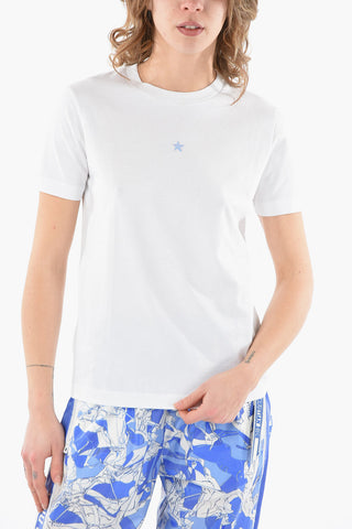 Crew-neck T-shirt with Metallic Star and Rear Patch