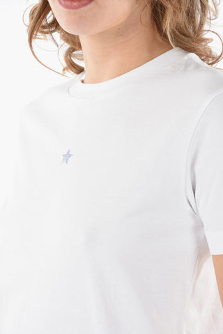 Crew-neck T-shirt with Metallic Star and Rear Patch