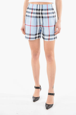 Silk-twill TAWNEY High-rise Shorts with Iconic Tartan Motif