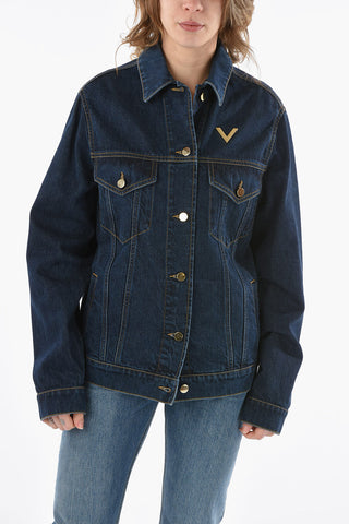 Denim Jacket With Metallic Logo