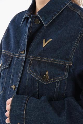 Denim Jacket With Metallic Logo