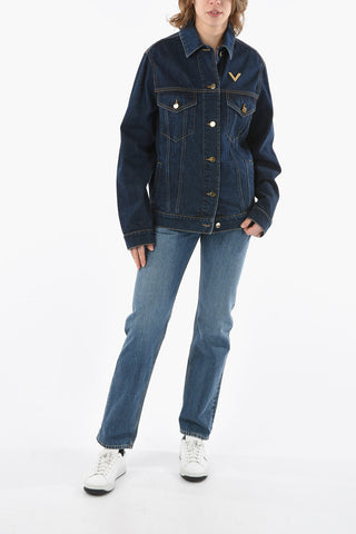 Denim Jacket With Metallic Logo