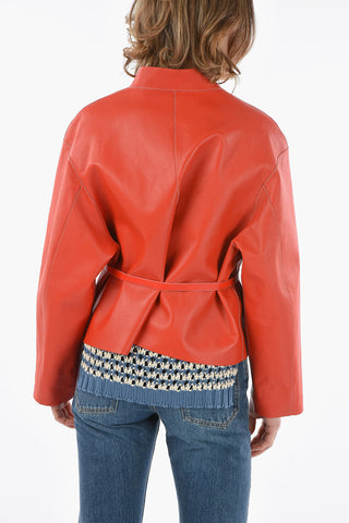 1972 Giubbotto Open Front in Pelle Reversibile con Cintura