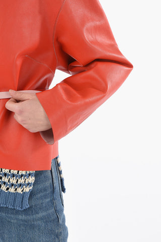 1972 Giubbotto Open Front in Pelle Reversibile con Cintura