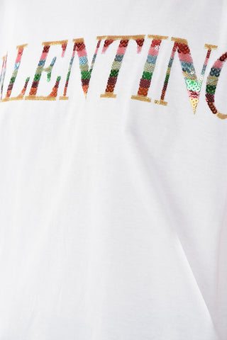 Sequin Embroidered Logo Crewneck T-shirt