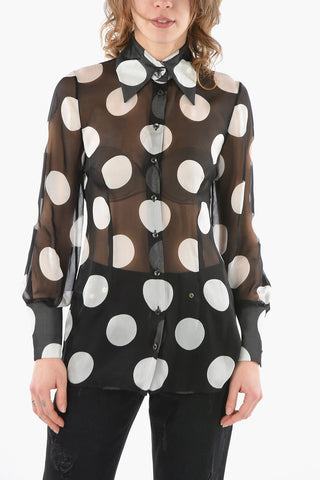Polka Dot Printed Chiffon Shirt