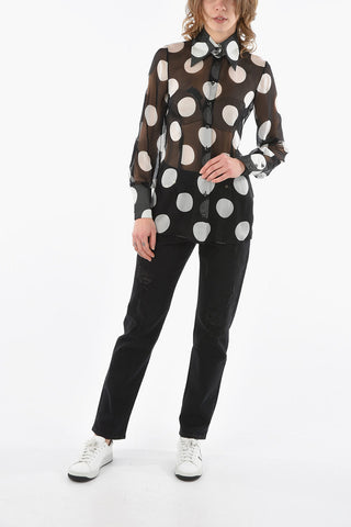 Polka Dot Printed Chiffon Shirt