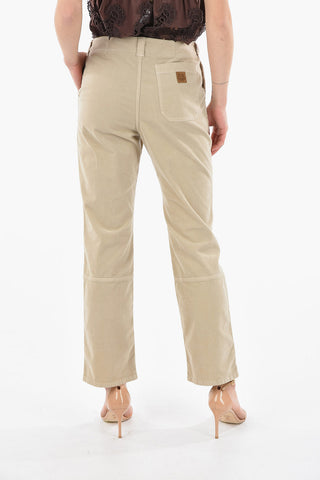 Pantaloni a Gamba Diritta in Velour con Logo Tiger Crest