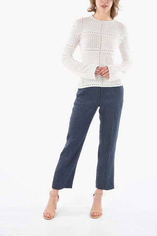 Cashmere-blend Sheer Sweater with Detailed Stitchwork and Flared Sleeves