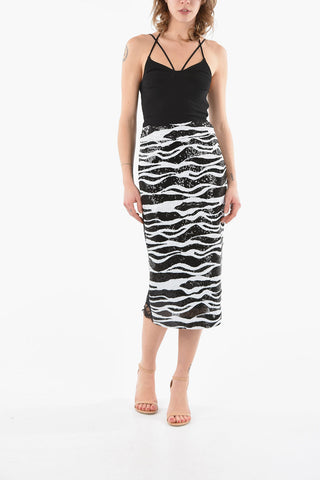 Animal Patterned Sequined Skirt with Petticoat