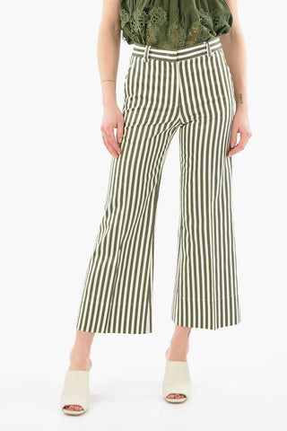 Pantaloni Palazzo MELODY a Righe Awning in Seta e Cotone