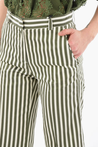 Pantaloni Palazzo MELODY a Righe Awning in Seta e Cotone