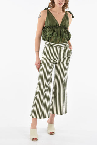 Pantaloni Palazzo MELODY a Righe Awning in Seta e Cotone