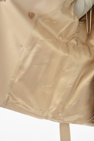 Cotton-gabardine Double-breasted Short Trench with Boat Neckline