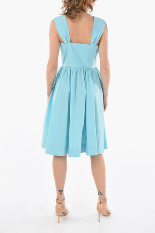 COUTURE! Vestito Svasato in Popeline di Cotone con Tasche a Cuore