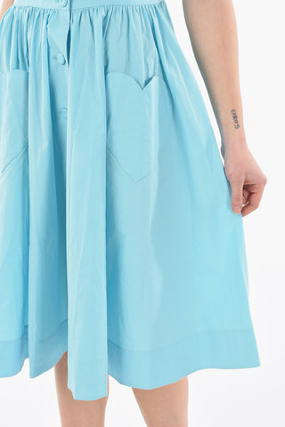 COUTURE! Vestito Svasato in Popeline di Cotone con Tasche a Cuore