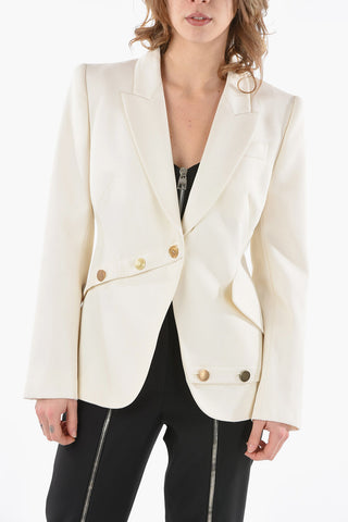Blazer in Lana con Bottoni Decorativi