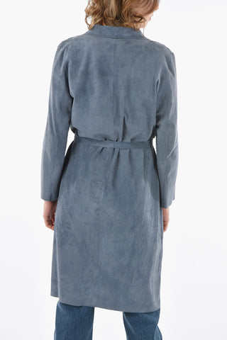 Suede Open Front Jacket with Belt
