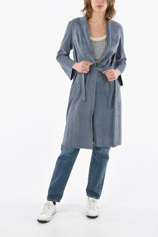 Suede Open Front Jacket with Belt