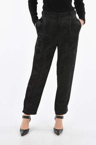 Pantaloni a Doppia Pince in Misto Seta Jacquard