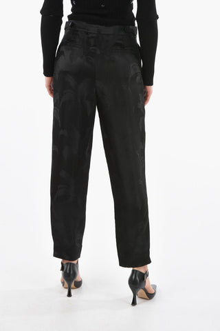 Pantaloni a Doppia Pince in Misto Seta Jacquard