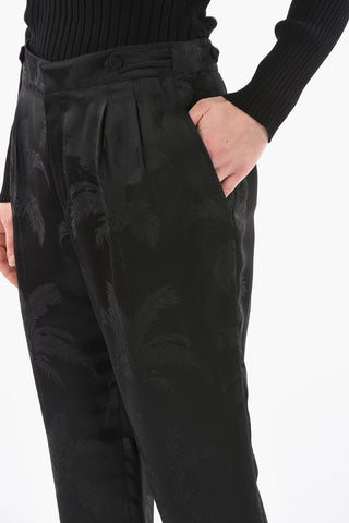Pantaloni a Doppia Pince in Misto Seta Jacquard