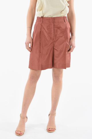 Elastic Waist Double Pleated Silk Shorts