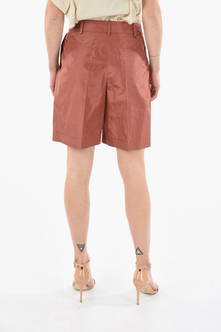 Elastic Waist Double Pleated Silk Shorts