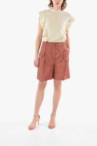 Elastic Waist Double Pleated Silk Shorts