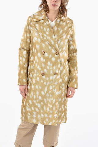 Double-breasted Padded Coat with Deer Print