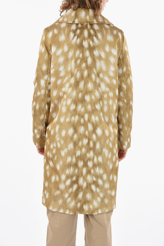 Double-breasted Padded Coat with Deer Print