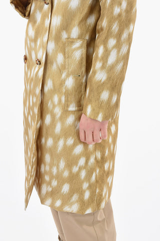 Double-breasted Padded Coat with Deer Print