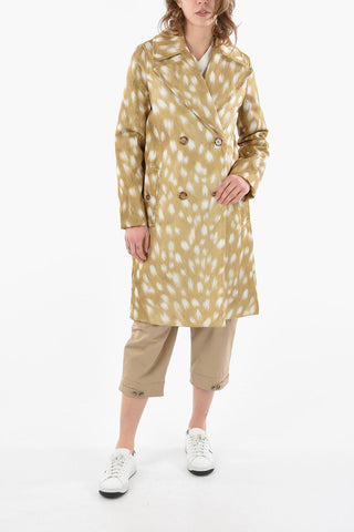 Double-breasted Padded Coat with Deer Print