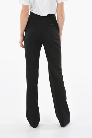Pantaloni in Lana a Vita Alta