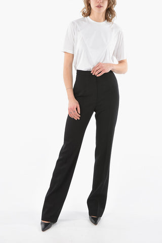 Pantaloni in Lana a Vita Alta