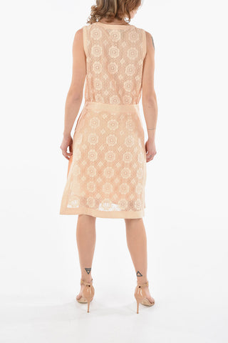 BOUTIQUE Cotton-blend Midi Dress with Floral-laced Detailing