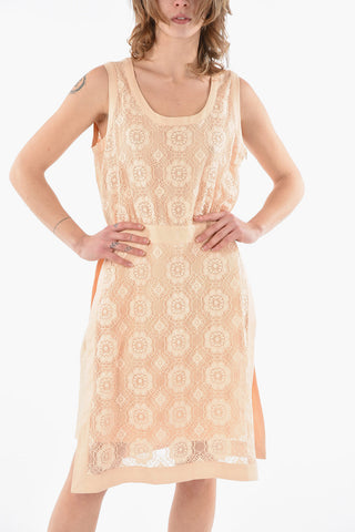 BOUTIQUE Cotton-blend Midi Dress with Floral-laced Detailing