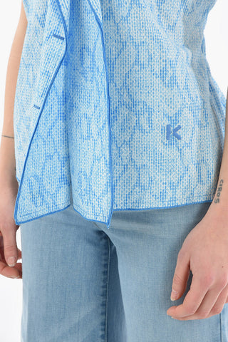 Button-down Collar Short-sleeved Top detailed with Ruffles